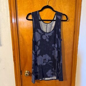 Lane Bryant Navy Floral Scoop-Neck Swing Tank